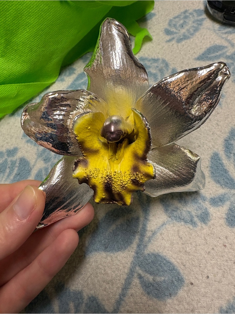 Vintage Pierre Sterling Silver 925 Dipped Flower Decorative Ornament - Iris